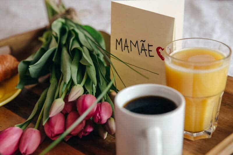breakfast and flowers for mothers day